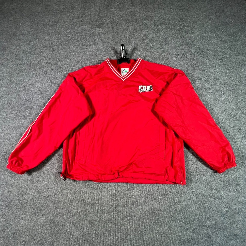 Vintage Augusta Sportswear Windbreaker Jacket Mens Large Red V-Neck EBA Spartans